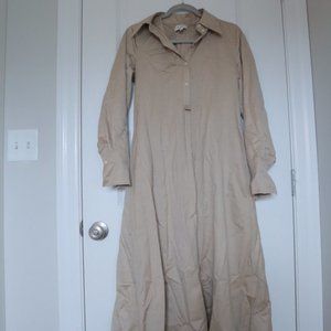 COS Beige Long-Sleeve Shirt Dress - Size 8